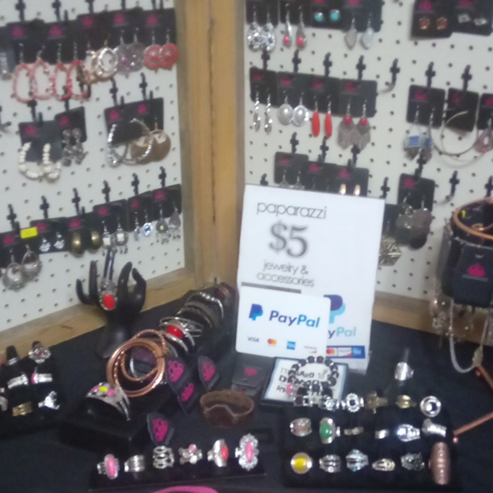 Earrings and bracelets and stretchy rings narrow bands and wide bands